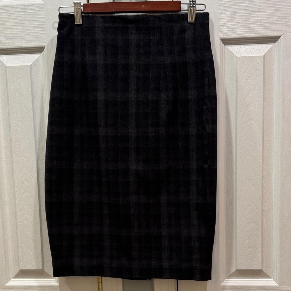 Sandra Angelozzi Black Plaid Pencil Skirt